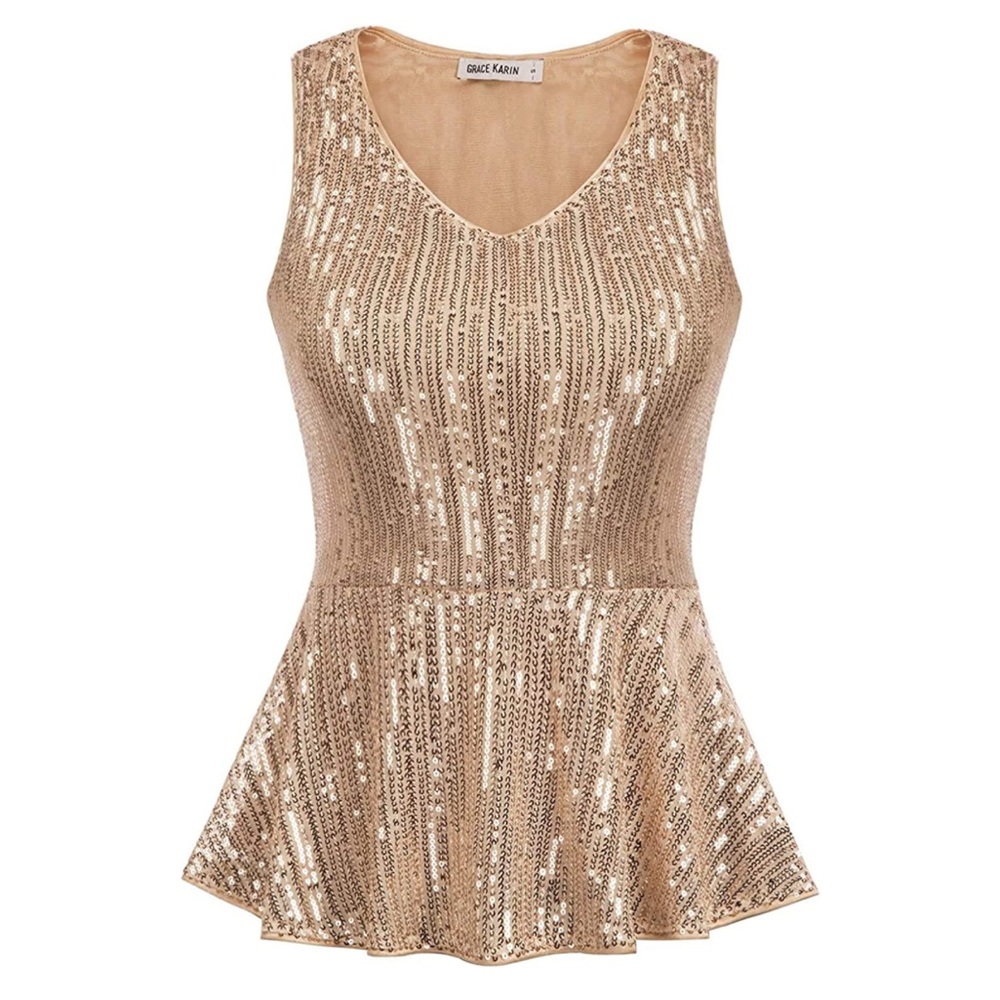 Rose gold peplum squib top